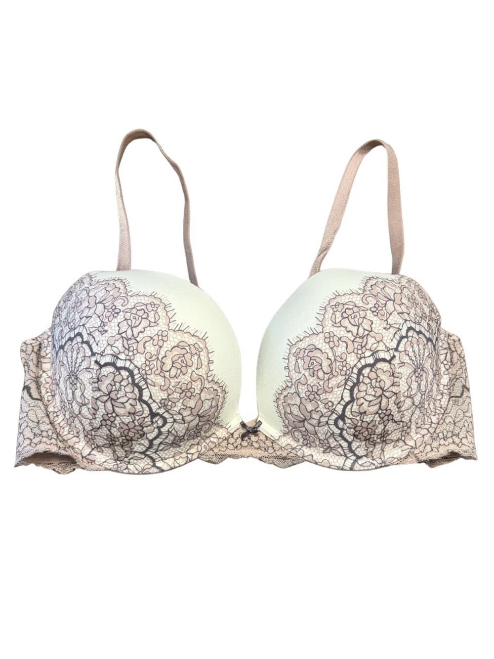 Victoria's Secret Dream Angels Push-Up Bra 38C Nude Pink Lace Floral Print